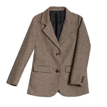 

FMFSSOM Spring Autumn Plaid Chick Thick Oversized Loose Pockets Buttons Single Breasted Women Ladies Female Blazers