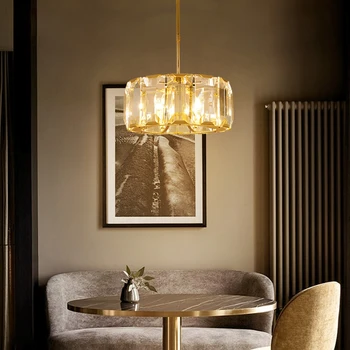 

Luxury Postmodern Crystal Chandelier Living Room Pendant Lights Bedroom Ceiling Fixture Hanging Lamp Decorative Lighting Golden