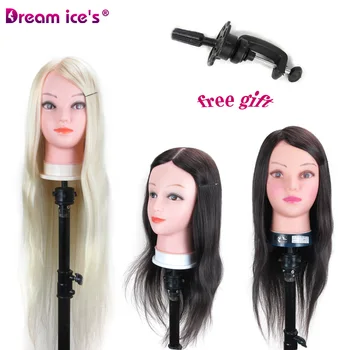 

Dream Ice's 12-24 inch hair practice training head model and hairdressing salon model doll head white black synthetic human hair