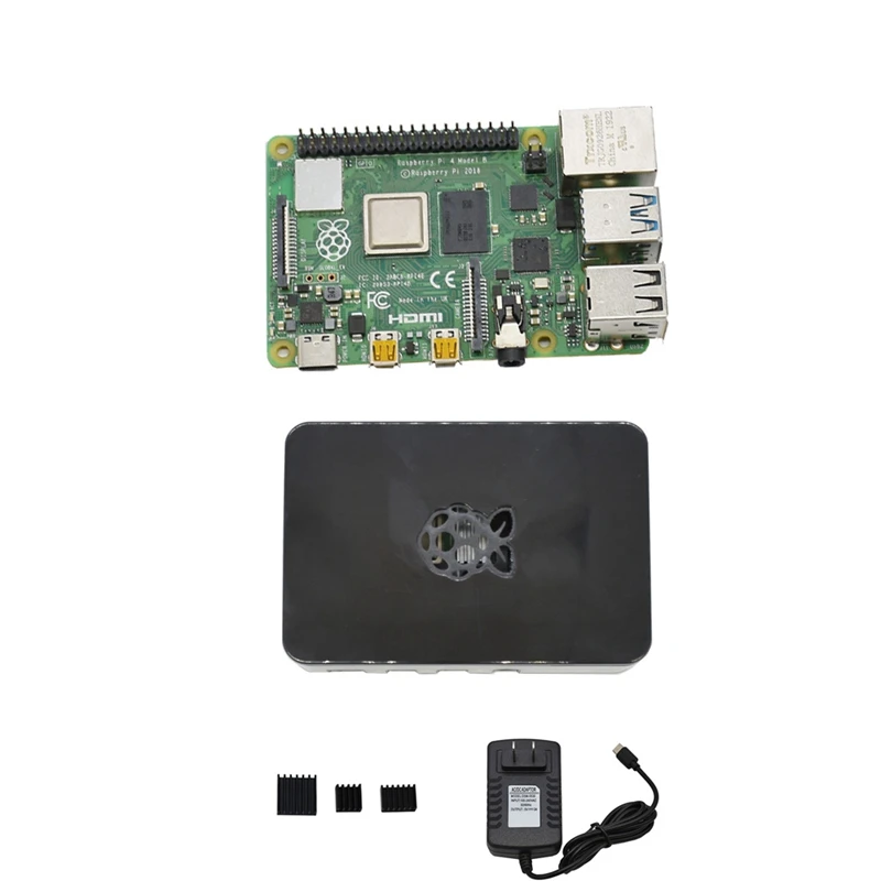 Для Raspberry Pi 4B ABS черный чехол 2G ram DIY Kit с радиатором 5V 3A адаптер питания для Raspberry PI 4 Модель B