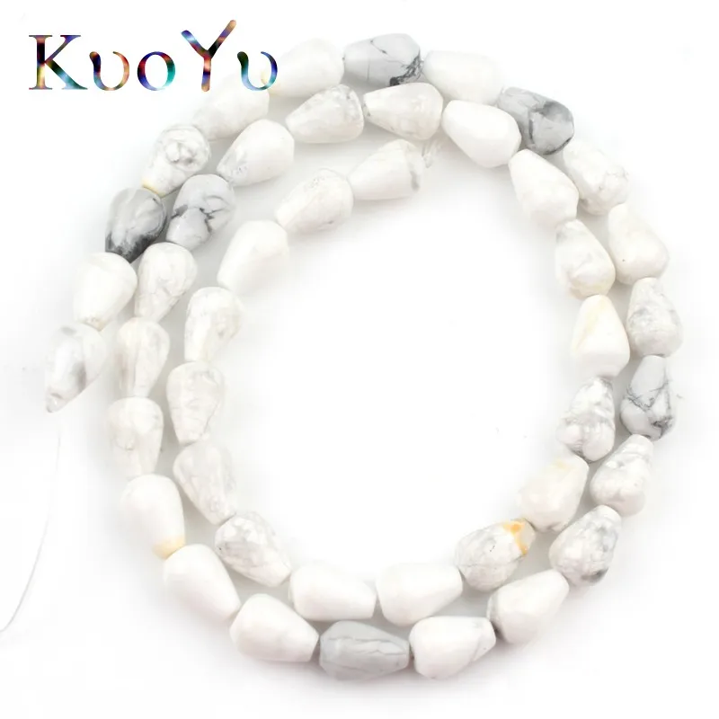 Howlite Натуральный камень Агаты Howlite Jaspers кристалл бисерные Капли Свободные бусины браслет ручной работы для изготовления ювелирных изделий 15" - Цвет: Howlite