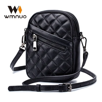 

Wmnuo 2020 Phone Bag Women Summer Vertical Lattice Zipper Mini Cow Leather Crossbody Shoulder Bag Ladies Money Coin Bag