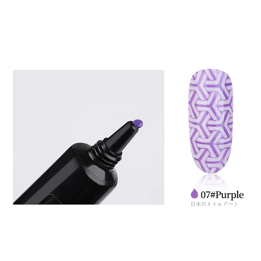 07Purple Цветной Гель-лак для стемпинга для ногтей 8 мл, пластина для стемпинга для нейл-арта, Гель-лак для штамповки ногтей, УФ-гелевый штамп, гель для печати - Цвет: 07Purple