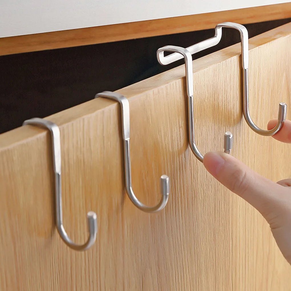 2Pack Stainless Steel S-Hook Cubicle Hooks Hanger Hook Door Coat Hook Bathroom Towel Hook Kitchen Free of Punch 