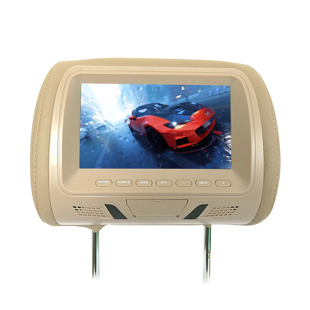 7 дюймов TFT светодиодный экран автомобильные мониторы MP5 плеер подголовник монитор Поддержка AV/USB/SD вход/FM/динамик/Автомобильная камера DVD дисплей видео 5 - Цвет: Beige