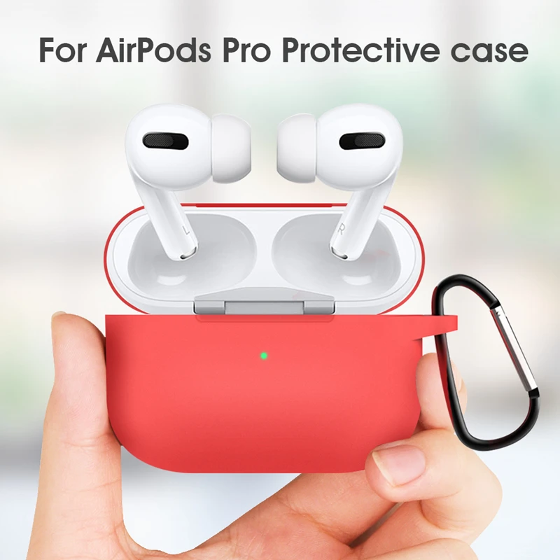 KEYSION противоударный силиконовый чехол для AirPods Pro Анти-осень 360 полный защитный чехол для AirPods Pro коробка для наушников с брелком