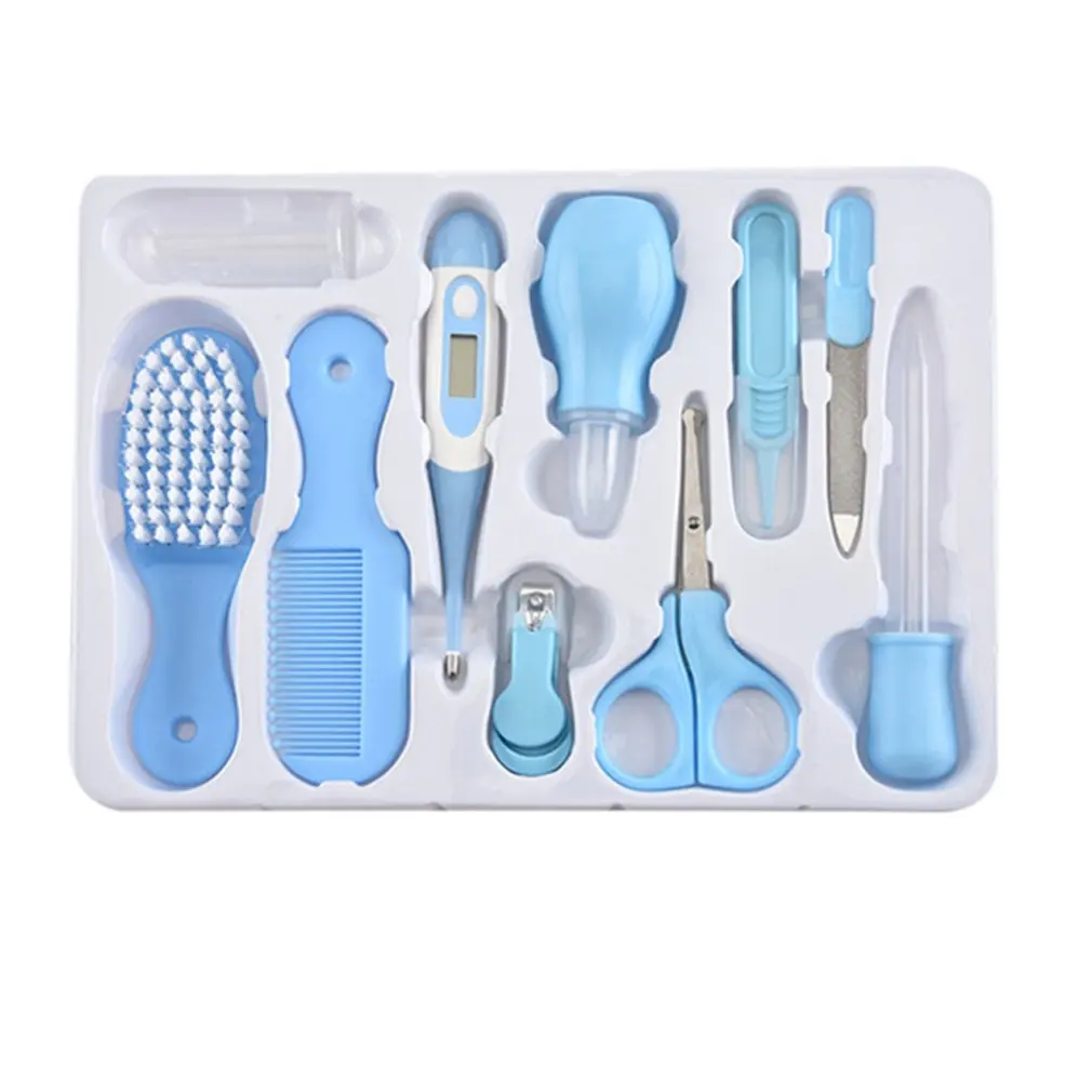 

10pcs Baby Kids Thermometer Medicine Feeder Nasal Care Set Baby Manicure Clamp Nail Clipper Brush Kit Baby Health Care