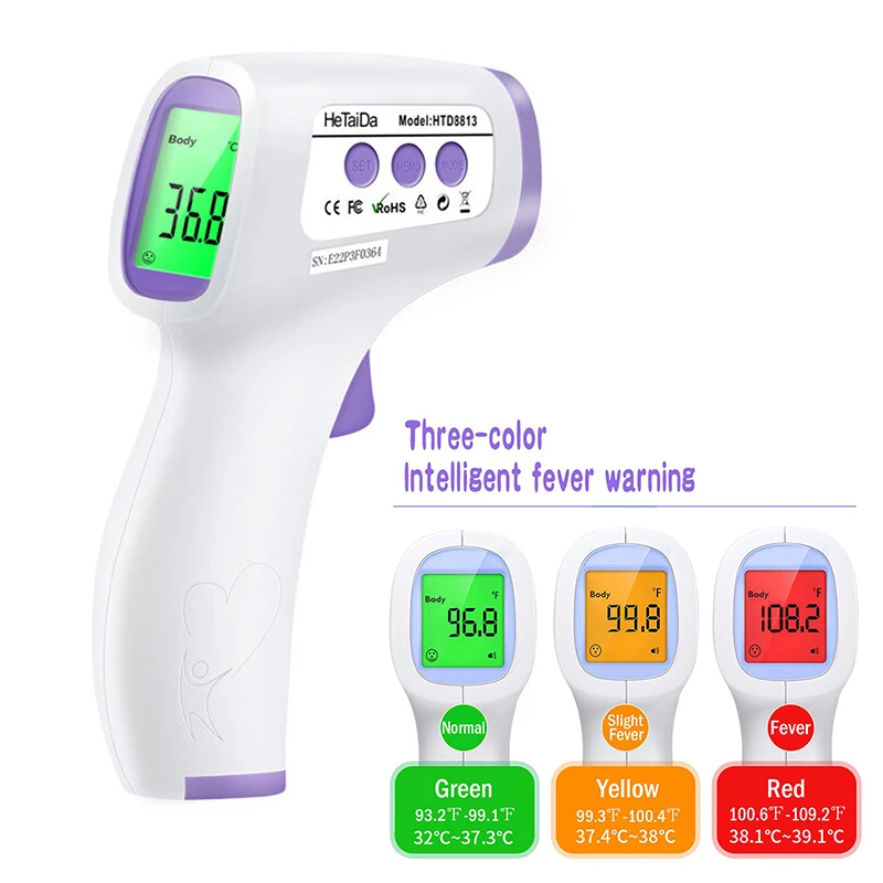 

LCD Backlight Body Forehead Thermometer Non-contact Infrared Fever Temperature Gun For Surface Body Measurement Device