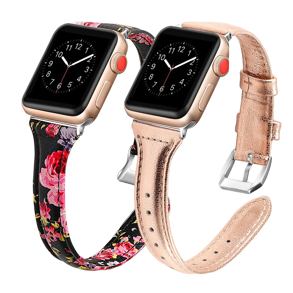 Кожаный ремешок для Apple Watch Band 40 мм 44 38 42 тонкий часов из натуральной кожи браслет