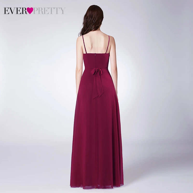 Бордовые Вечерние платья Длинные Ever Pretty EP07415BD трапециевидной формы с двойным v-образным вырезом безрукавный с Боковым Разрезом Элегантные Формальные платья Abiye