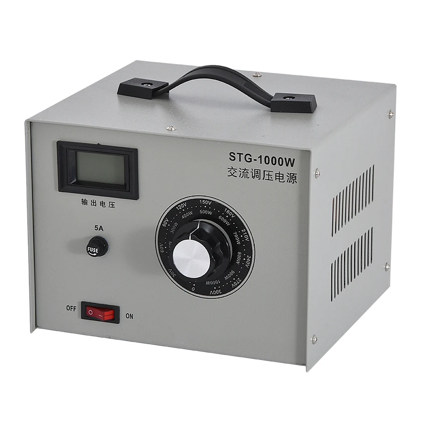 

STG-1000W Single-phase AC Voltage Regulator Power Source Adjustable Variable Voltage AC Power Supply 220V 50HZ 1000W 5A