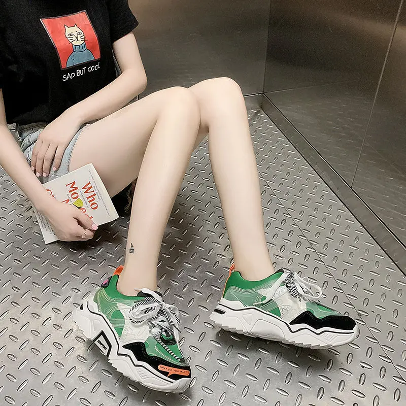Г., осенние модные массивные кроссовки, повседневная обувь на платформе женские кроссовки, женские белые кроссовки, Chaussure Femme basket femme A07 - Цвет: green