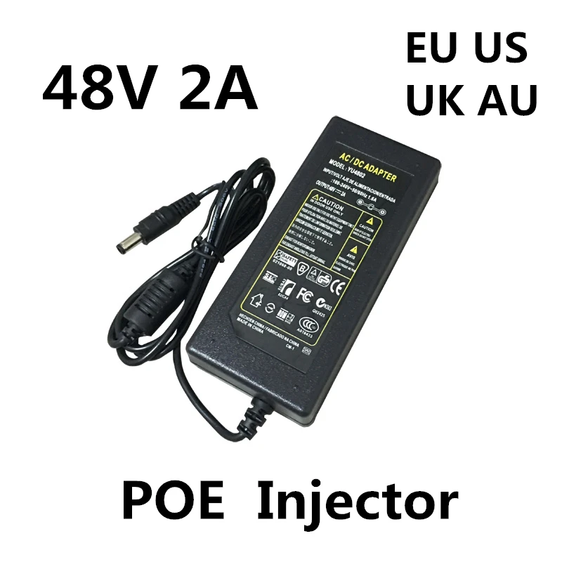 Dc 48 V 2A 2000Ma 96W Poe Alimentatore 48 V Volt Per Cctv Sorveglianza Di Sicurezza Poe Iniettore Ethernet Ip Camera Phone