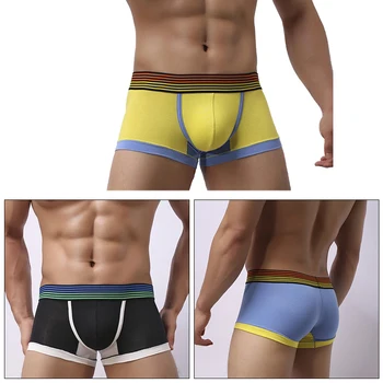 

1PC Matching Sexy Breathable Men's Underwear U-shaped Convex Waist Men's Underpants Fashion Color Matching short boxers
