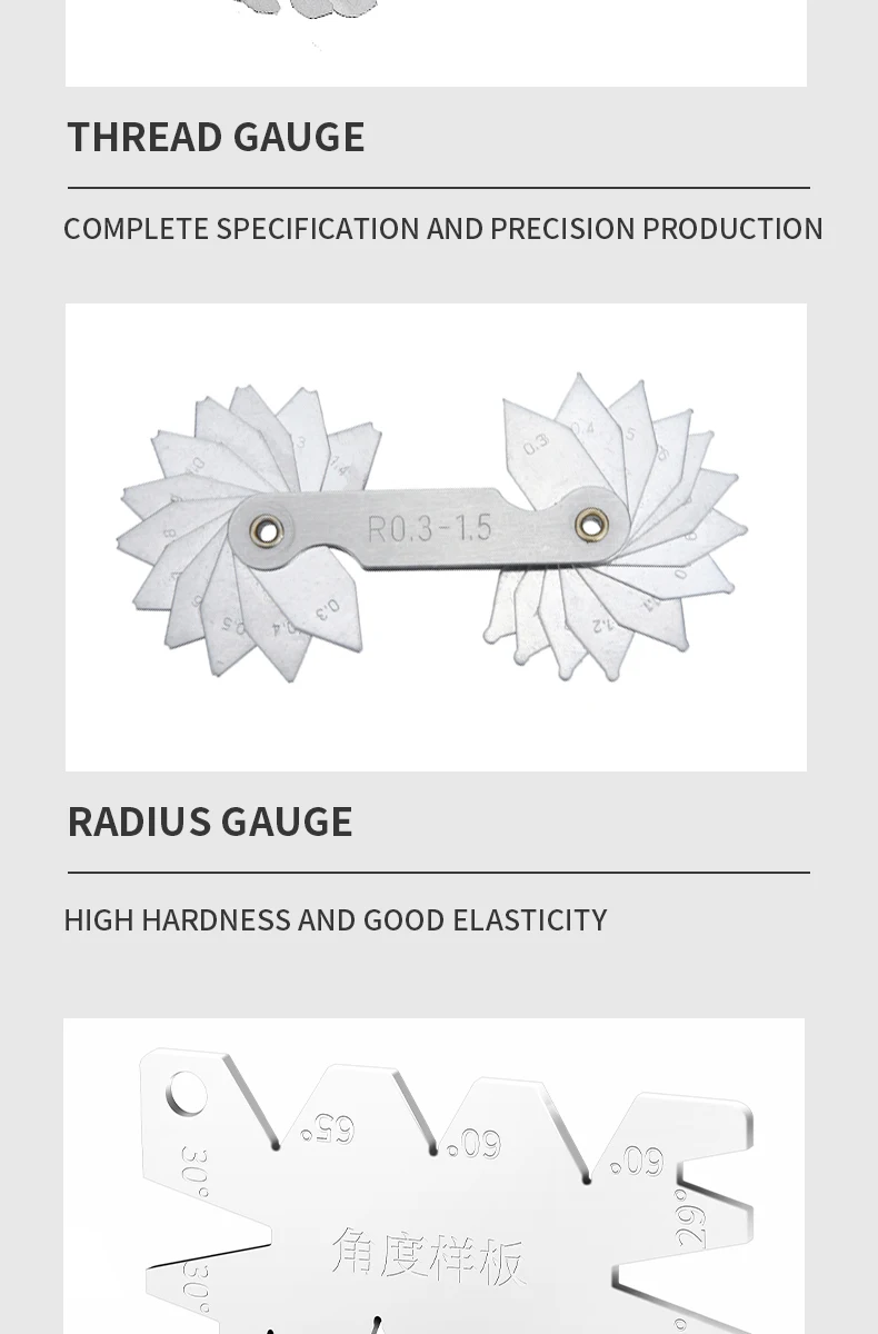 Jauge-étalon,Gabarit d'angle de jauge de pas de filetage et de Raius 55 ...