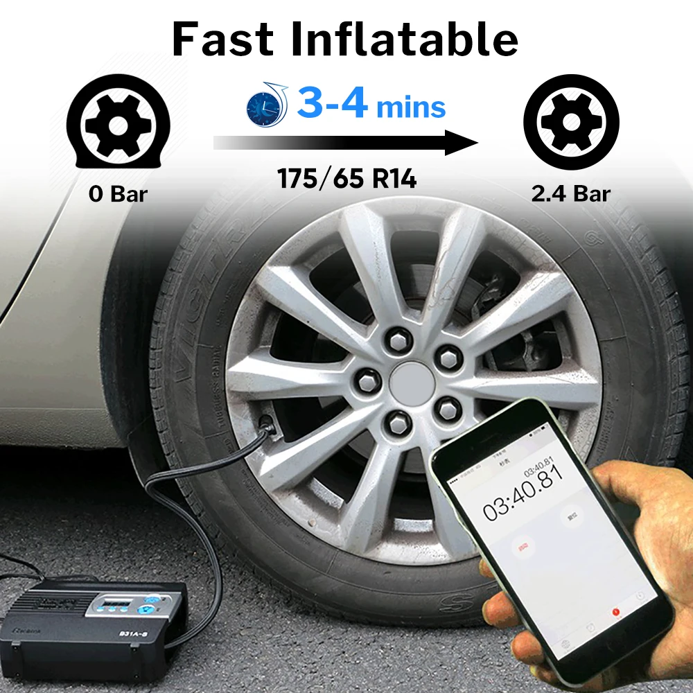  WINDEK Car Compressor Tire Inflatable Pump Auto Digital Electric Tyre Inflator 12V Air Compressors 