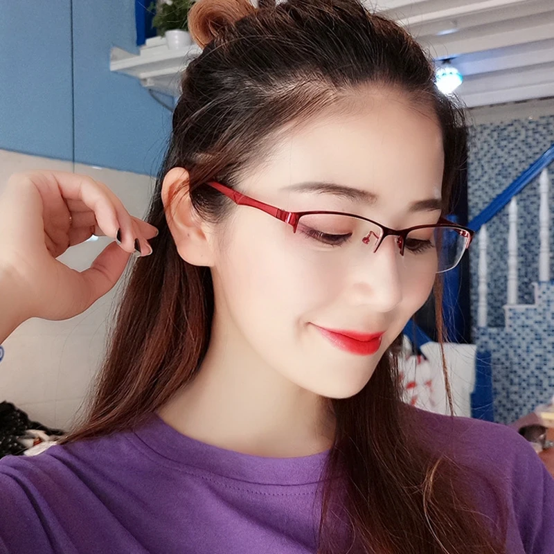 Seemfly элегантные женские очки для чтения фиолетовая красная металлическая полуоправа очки для чтения TR90 дужки на пружине увеличительные очки