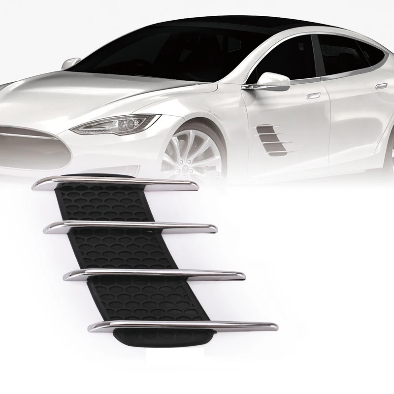 

2pcs Car Auto Side Vent Air Flow Fender Intake Sticker Car Simulation Side Vents Decorative stickers Chrome trim Car-styling