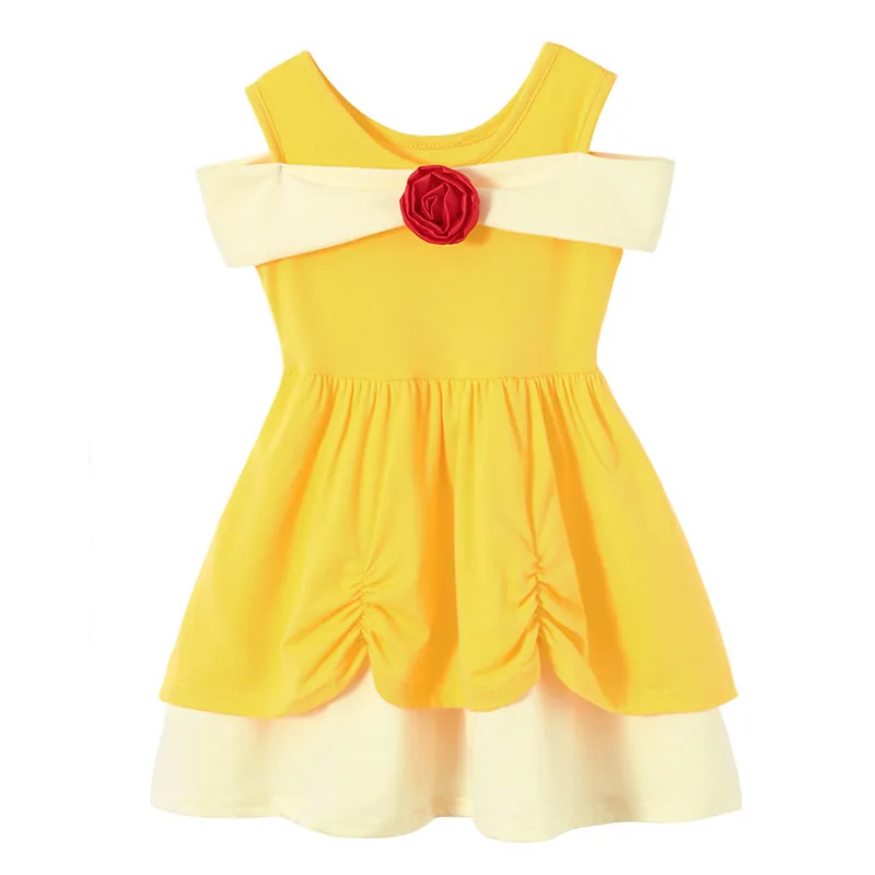 Belle Dress Платье Эльзы, Анны, Белль для девочек, детская одежда, костюм принцессы для детей, Элегантное летнее праздничное платье для девочек - Цвет: Belle Dress