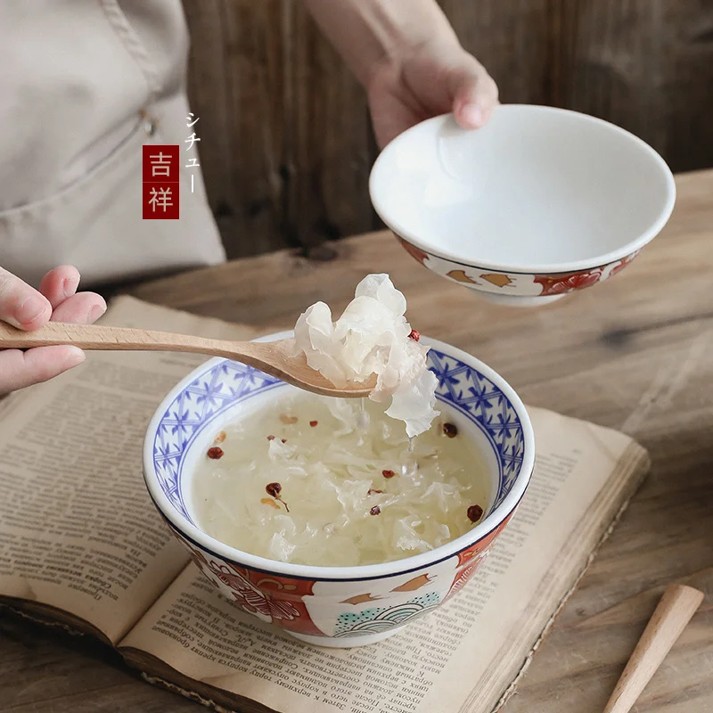 Японский стиль керамическая крышка чаша лапши быстрого приготовления мисо суп риса миска для каши десерт Фарфоровая столовая посуда