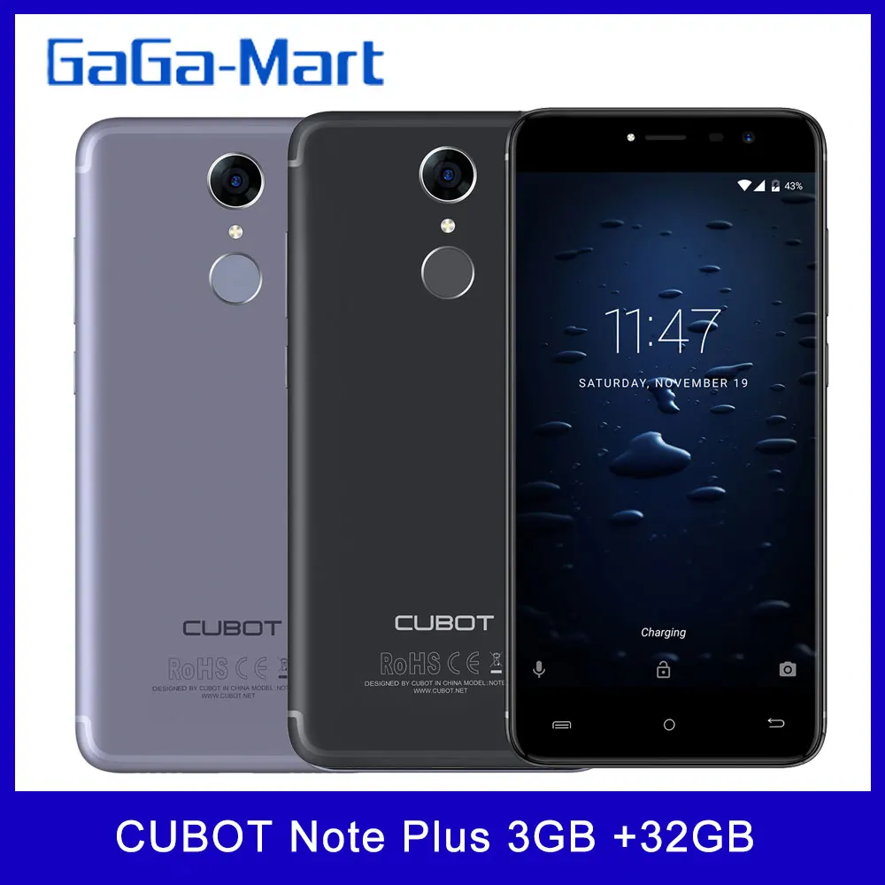 Cubot Note Plus смартфон с 5 дюймовым дисплеем четырёхъядерным процессором ОЗУ 3 ГБ ПЗУ 32