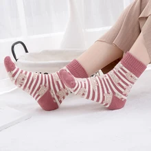 Милые носки с героями мультфильмов; теплые подарочные носки; женские зимние носки с принтом; хлопковые утепленные носки в стиле Харадзюку; рождественские носки в стиле Харадзюку