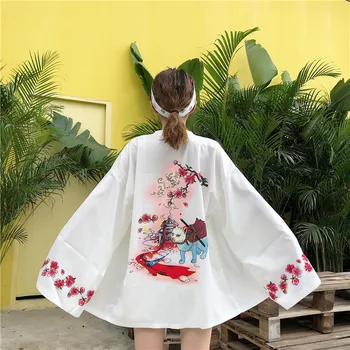 

Japanese Retro Jacket Spring Autumn Loose Wild Harajuku Wind Men Women Couple Cardigan Long-sleeved Thin Kimono Students Tops