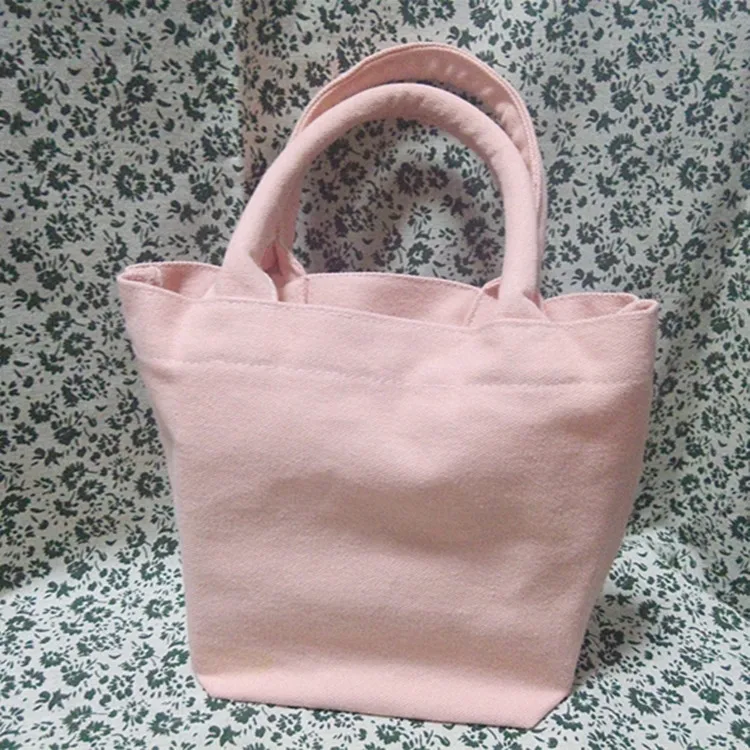 

Autumn And Winter New Style Handbag Canvas Bento Box Bag Hand Women's Literature And Art Solid Color Cute Japanese-style Mori Gi