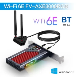 Fenvi – adaptateur sans fil Wi Fi 6e Intel AX210 PCIe, Bluetooth 5.2, carte réseau 2.4G/5G/6GHz RGB 802.11ax, Windows 10 
