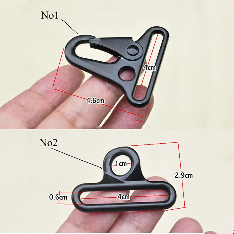 No1-2 Meetee 5/10sets 40mm Bag Clasps Lobster Carbine Double Buckles for Outdoor Backpack Belt Webbing Hook Key Ring Hang Clips BF247 - Цвет: No1-2