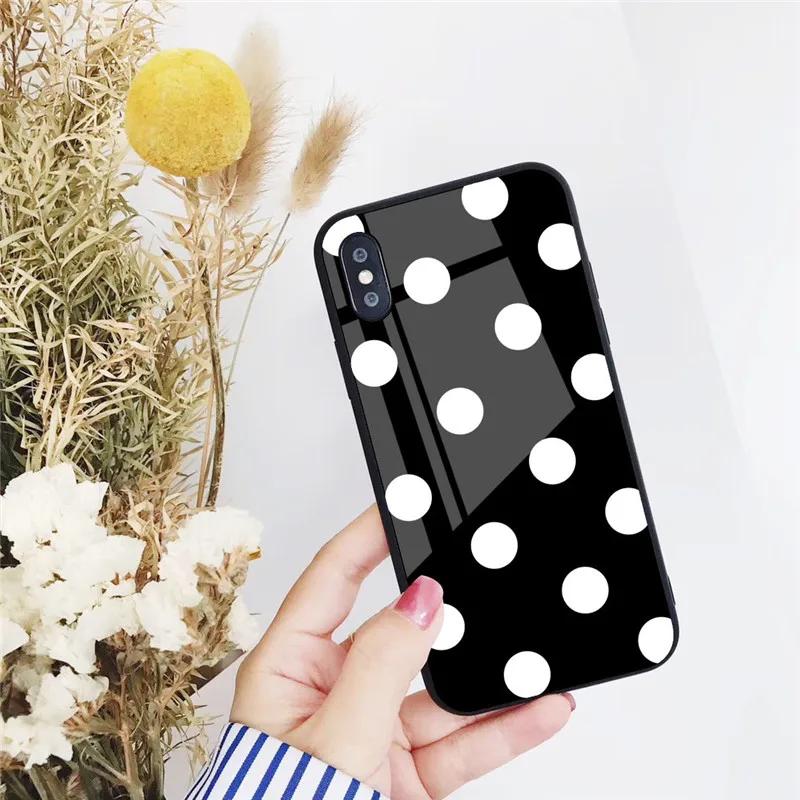 GYKZ Винтажный чехол для телефона из закаленного стекла в горошек iPhone XS MAX XR X 7 8 6 6s