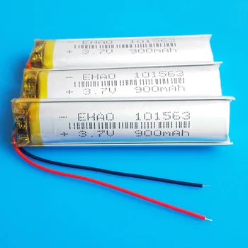 

3 pcs 3.7V 900mAh 101563 lipo polymer lithium rechargeable battery for MP3 GPS DVD bluetooth recorder headset e-book camera