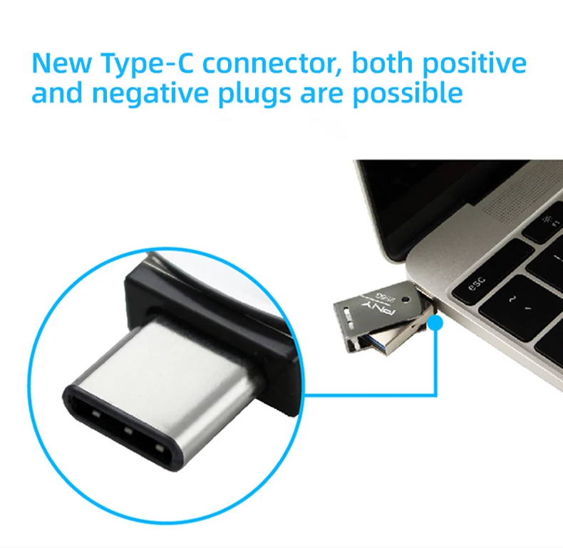 PNY Dual USB3.1 Type-C Mini USB Flash Drive 32G 64G Waterproof Phone U Disk usb Memory Metal Flash Drive Support Mac Duley memory drive