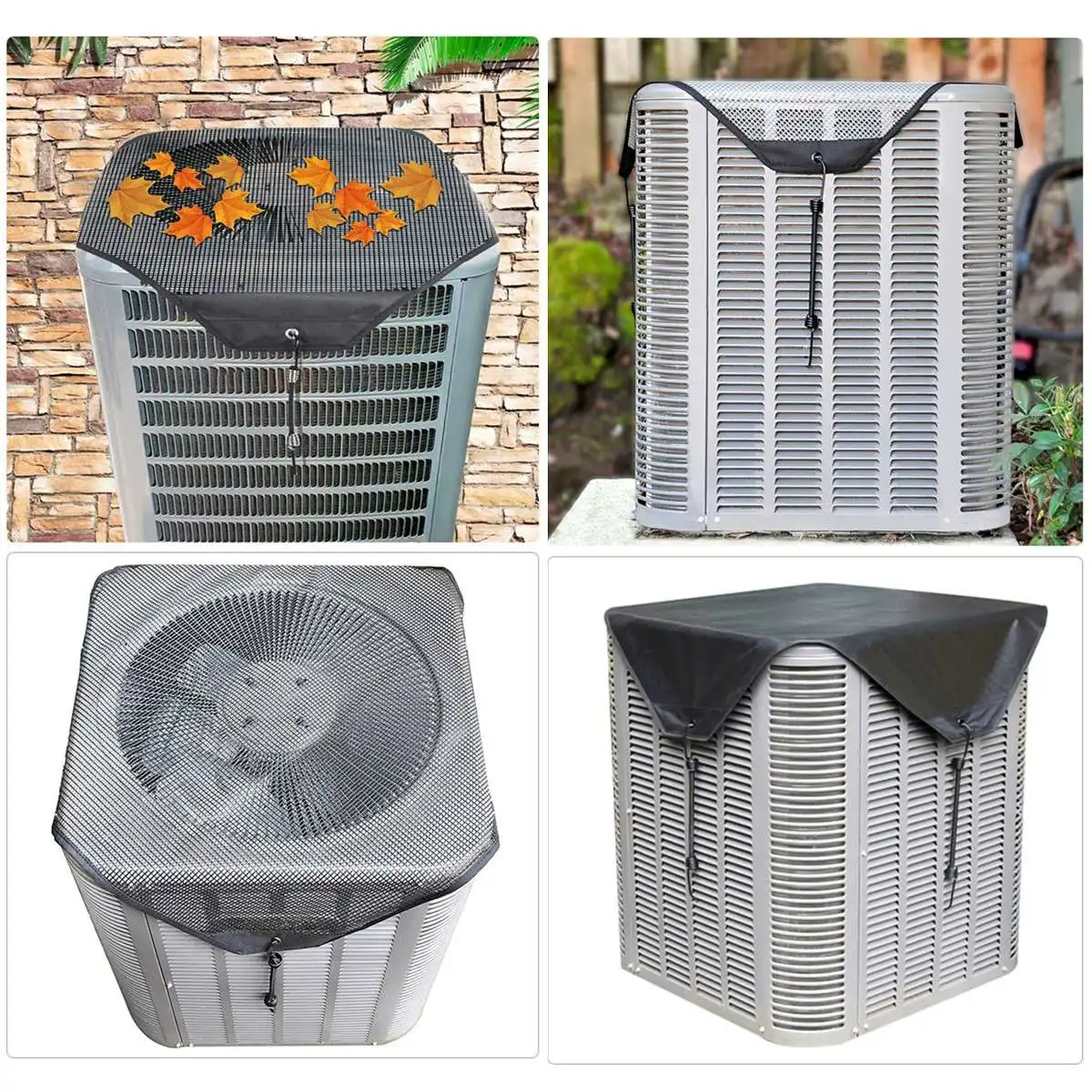 

Oxford Cloth/Mesh Air Conditioner Cover Outdoor Protective Cover Anti-Dust Anti-Snow Anti-Leaf Cover Conditioner Cleaning Cover