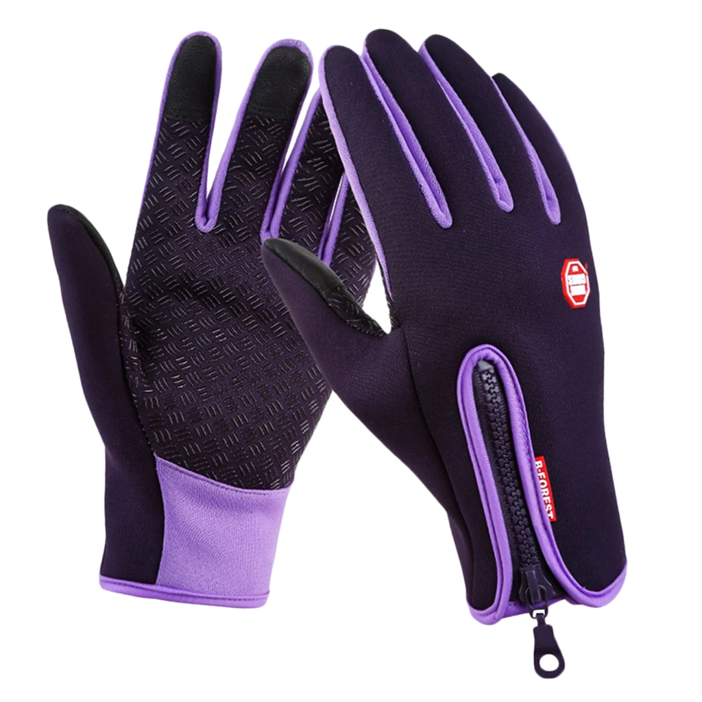 Зимние теплые перчатки для сенсорного экрана фиолетовые ветрозащитные водонепроницаемые охотничьи перчатки нескользящие перчатки для сенсорного экрана - Цвет: M