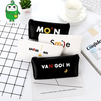 

New kawaii smile letter creative stationery pencil case soft pu pencil case