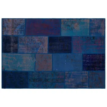 

Handmade Blue Vintage Overdyed Patchwork Area Rug 120x177 Cm-3'11''X5'10''
