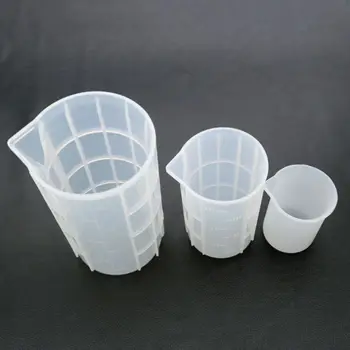 

3Pcs 100ml 350ml 750ml Flexible Silicone Measuring Cup Resin Jewelry Tools Kit Transparent