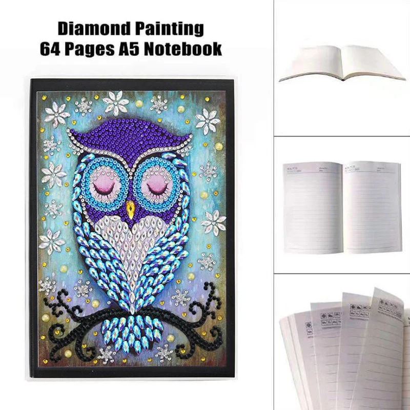 

DIY Creative Special Shaped Diamond Painting Notebook owl Diary Book A5 Notebook Embroidery Diamond Cross Stitch Craft Gift