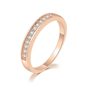 Double Fair Classic Circle Rings For Women Rose Gold Color Cubic Zirconia Wedding Fashion Jewelry Ring For Girls DFR062M