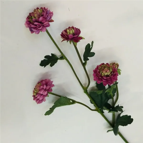 Поддельные короткие Стволовые Marigold(4 стебля/шт) 26,3" Длина искусственная Хризантема для свадьбы дома декоративные искусственные цветы - Цвет: Фиолетовый