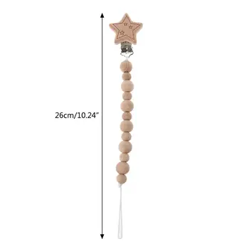 

Baby Wood Beaded Pacifier Clip Dummy Chain Nipple Holder Infant Soother Teether For Infant Feeding
