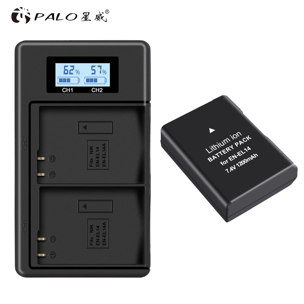 1 шт. EN-EL14 EN-EL14a ENEL14 EL14 1200 мА/ч, Батарея для Nikon D5600, P7700, P7100, D3400, D5500, D5300, D5200, D3200, D3300, D5100, D3100 - Цвет: charger-1pcs battery