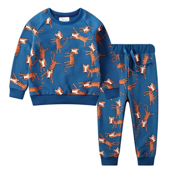 

Jumping Meters New Baby Boys Clothing Sets Autumn Winter Cartoon Tiger Printed Cotton Boys Girls Outfit Long Sleeve Shirt Pant