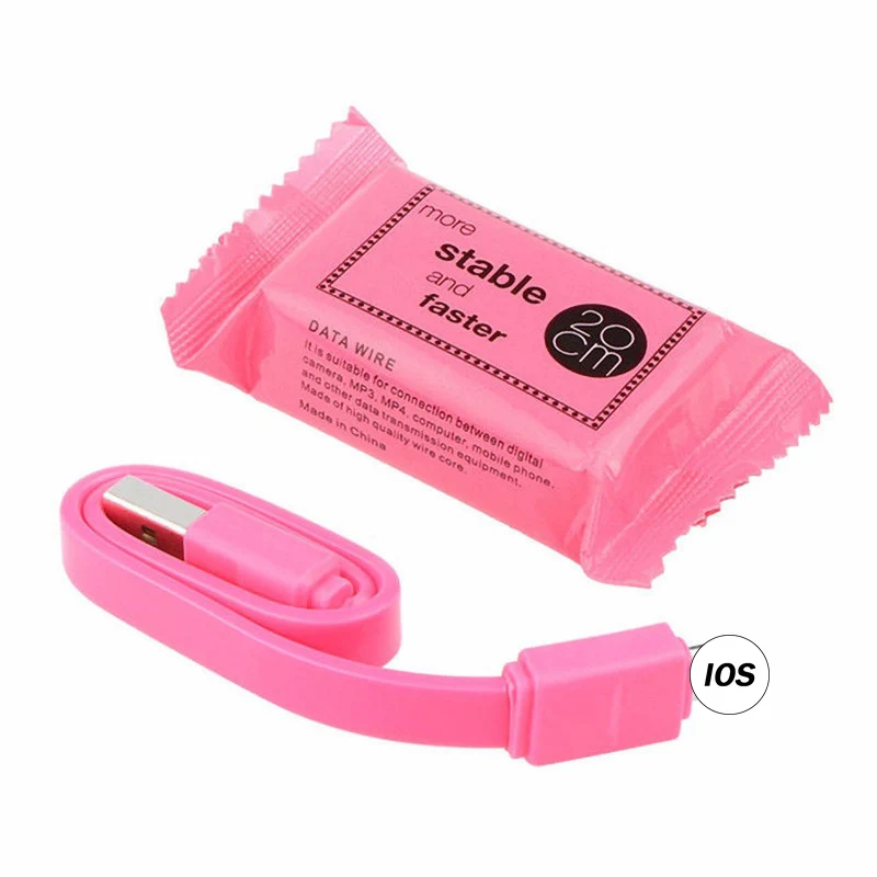 Pink Мини короткий USB кабель для зарядного устройства Micro 20 см плоский конфеты цвет зарядный кабель для синхронизации данных для iPhone type C Android сотовый телефон USB C шнур - Цвет: Pink