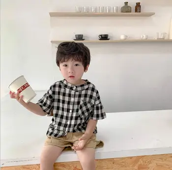 

2020 New Boys Plaid Shirt Summer Cotton Fashion Boys Top 1-7t QH717