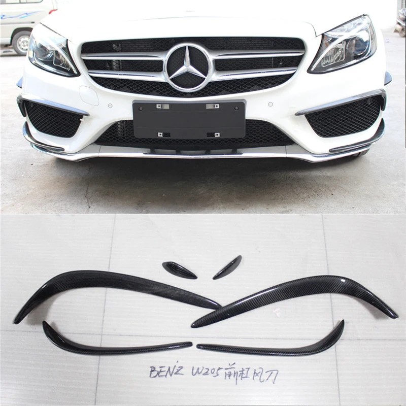 Для Benz c-класс W205 передний бампер воздушный нож из углеродного волокна ветровой нож боковой разветвитель для спортивного бампера- 6 шт