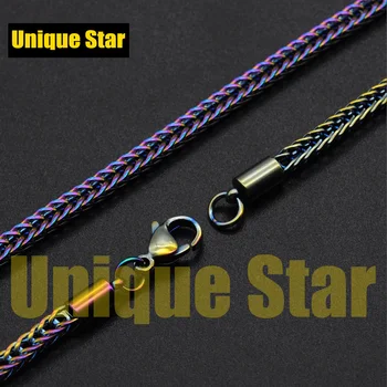 

3pcs/lot 3mm 100% Stainless Steel Rainbow Plated Foxtail Chain Necklace for Men WholesaleHip Hop Franco Chains Dropshipping