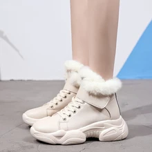 Теплая Женская обувь для бега; зимние ботинки; женские ботильоны с круглым носком; женская прогулочная обувь; ботинки на меху; Botas Mujer; на шнуровке