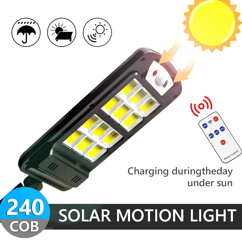 US $13.79 240COB Powerful Solar LED Light Outdoor Use Remote Control Waterproof Wireless Sensor PIR Motion Street Solar Garden Wall Lamps